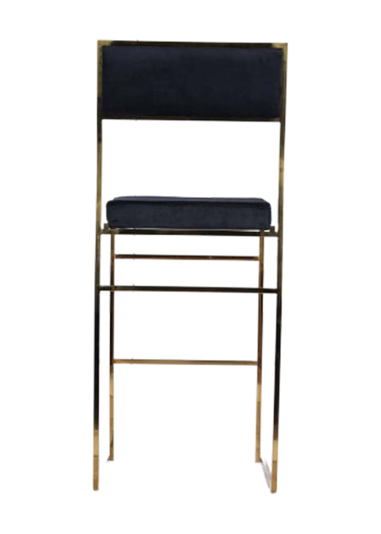 Chivari Melissa Barstool in Gold Stainless Steel Frame with Black Cushion Seat and Back BMMG-B-KIT-AX