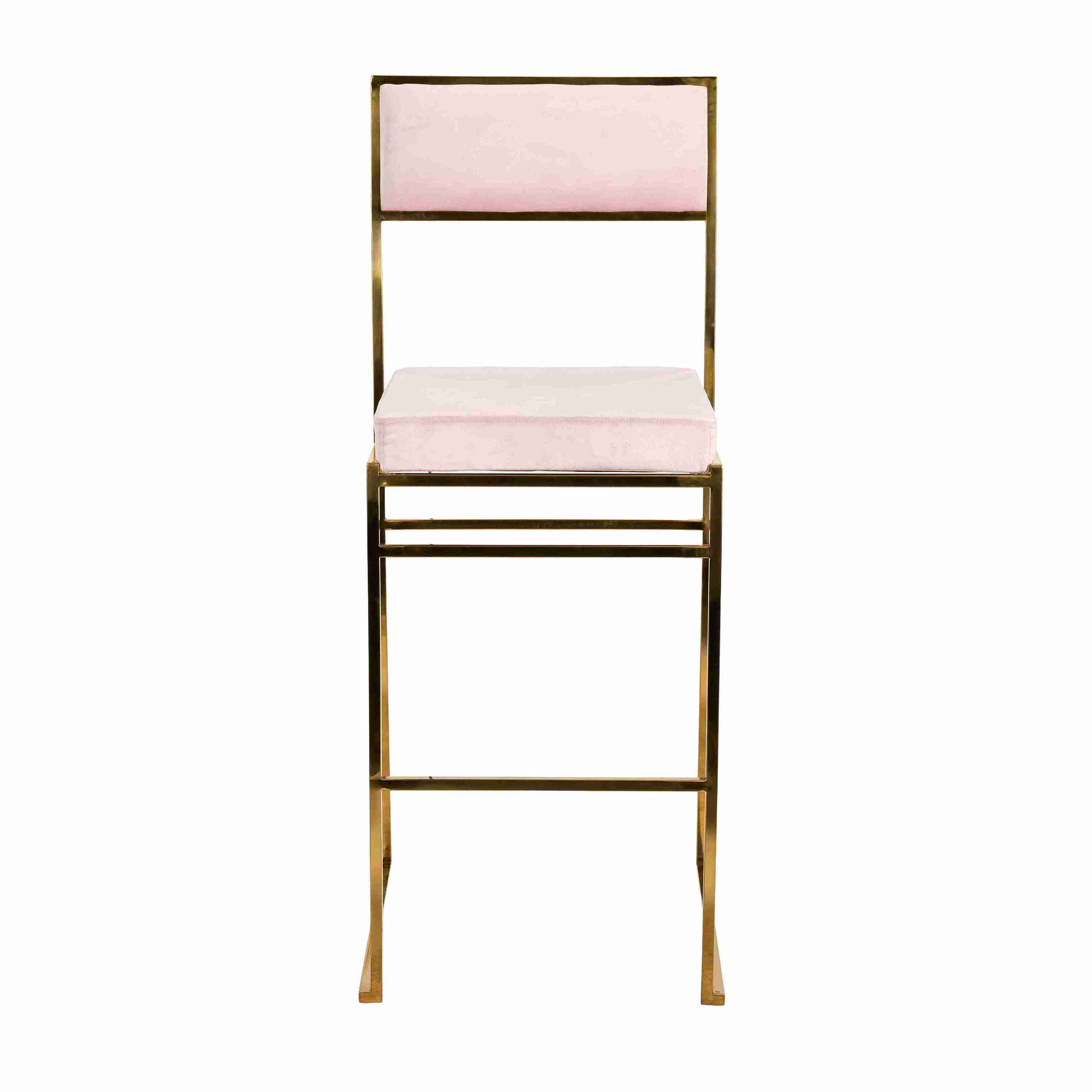 Chivari Melissa Barstool in Gold Stainless Steel Frame with Blush Cushion Seat and Back BMMG-BLSH-KIT-AX
