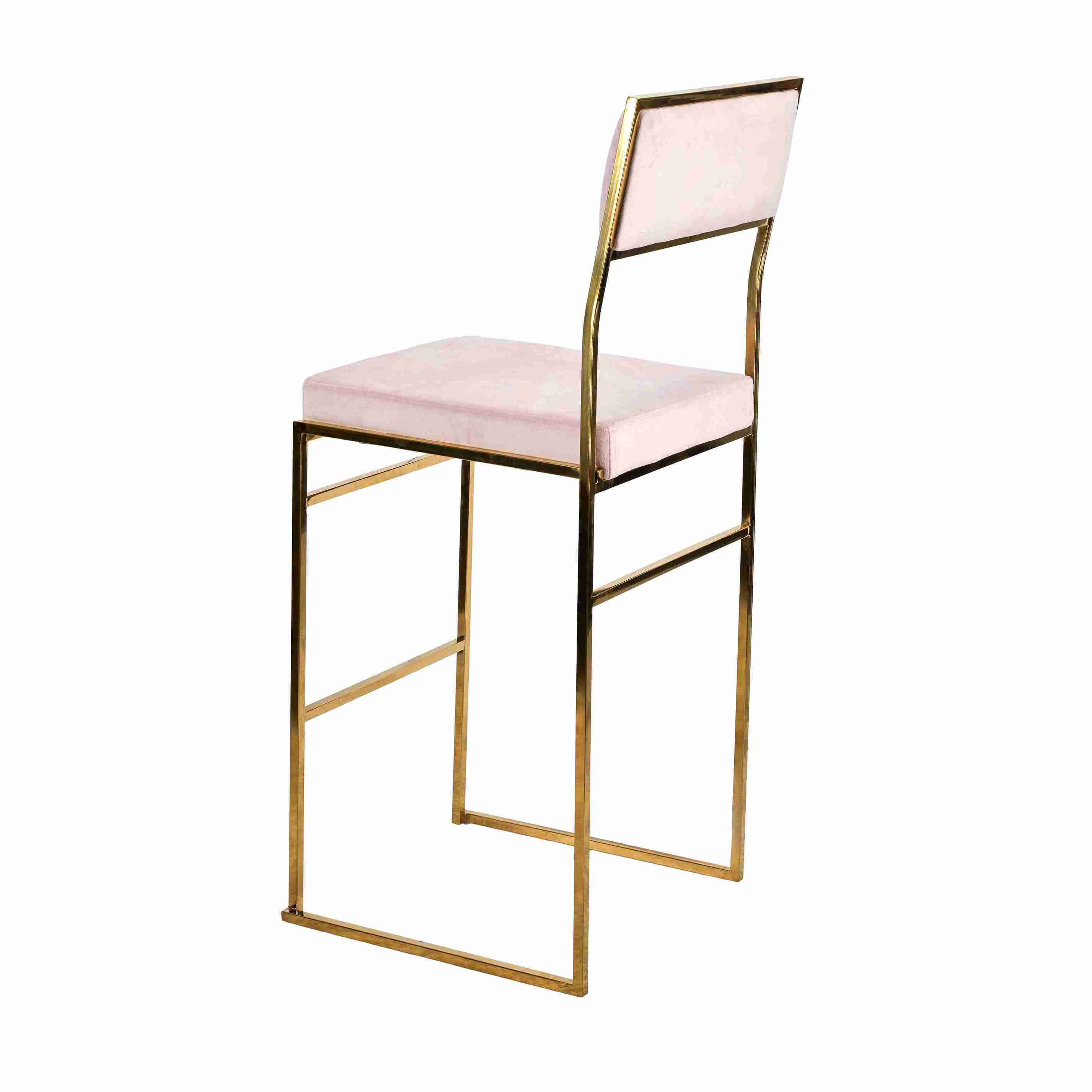 Chivari Melissa Barstool in Gold Stainless Steel Frame with Blush Cushion Seat and Back BMMG-BLSH-KIT-AX