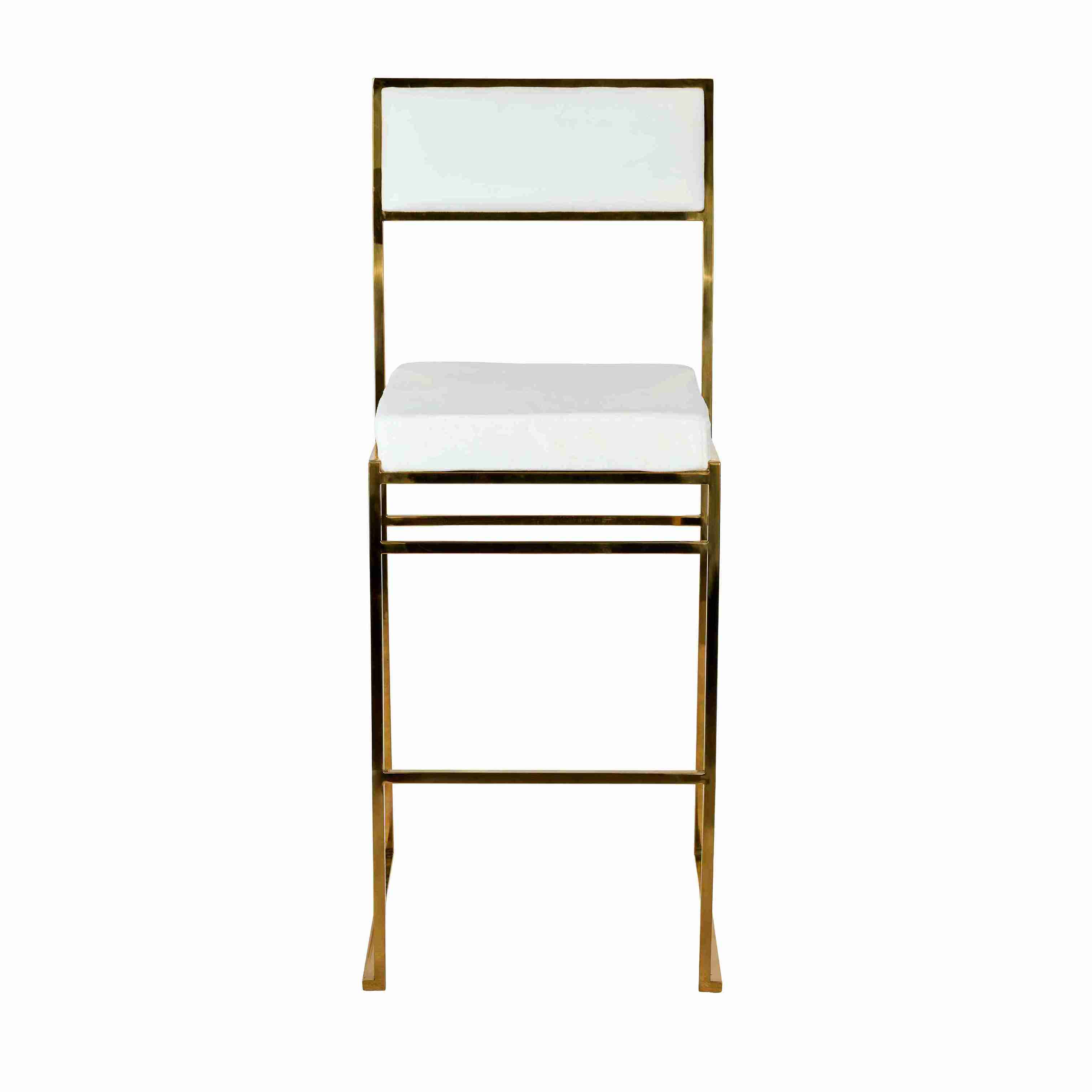 Chivari Melissa Barstool in Gold Stainless Steel Frame with White Cushion Seat and Back BMMG-WHI-KIT-AX