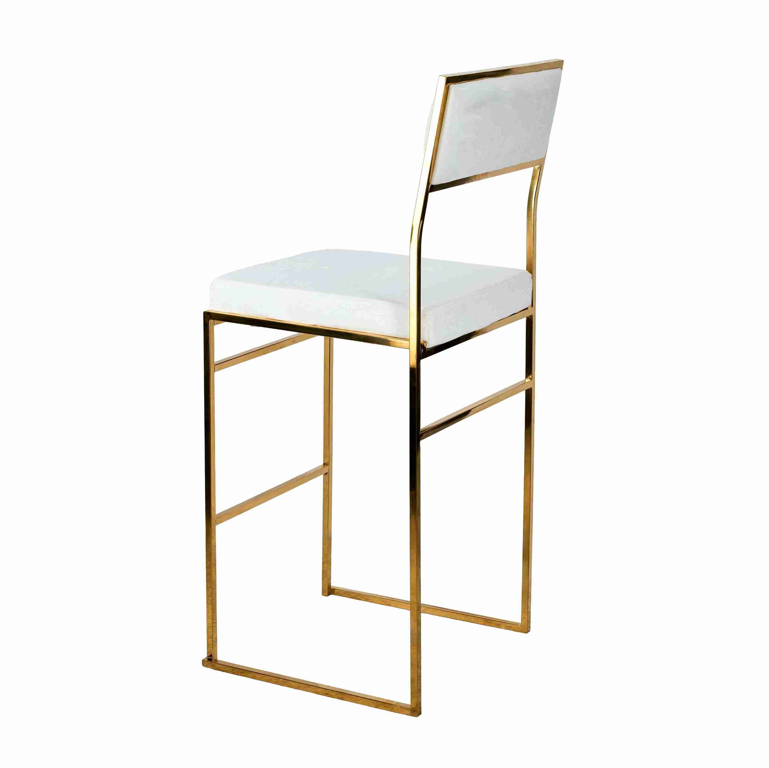 Chivari Melissa Barstool in Gold Stainless Steel Frame with White Cushion Seat and Back BMMG-WHI-KIT-AX