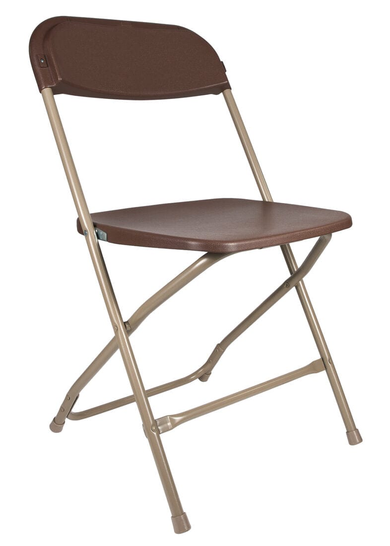 Chivari 100 Brown Plastic Folding Chair Bundle with 2 Heavy Duty Carts and Safety Straps CFPBR-100GCRTS-KT