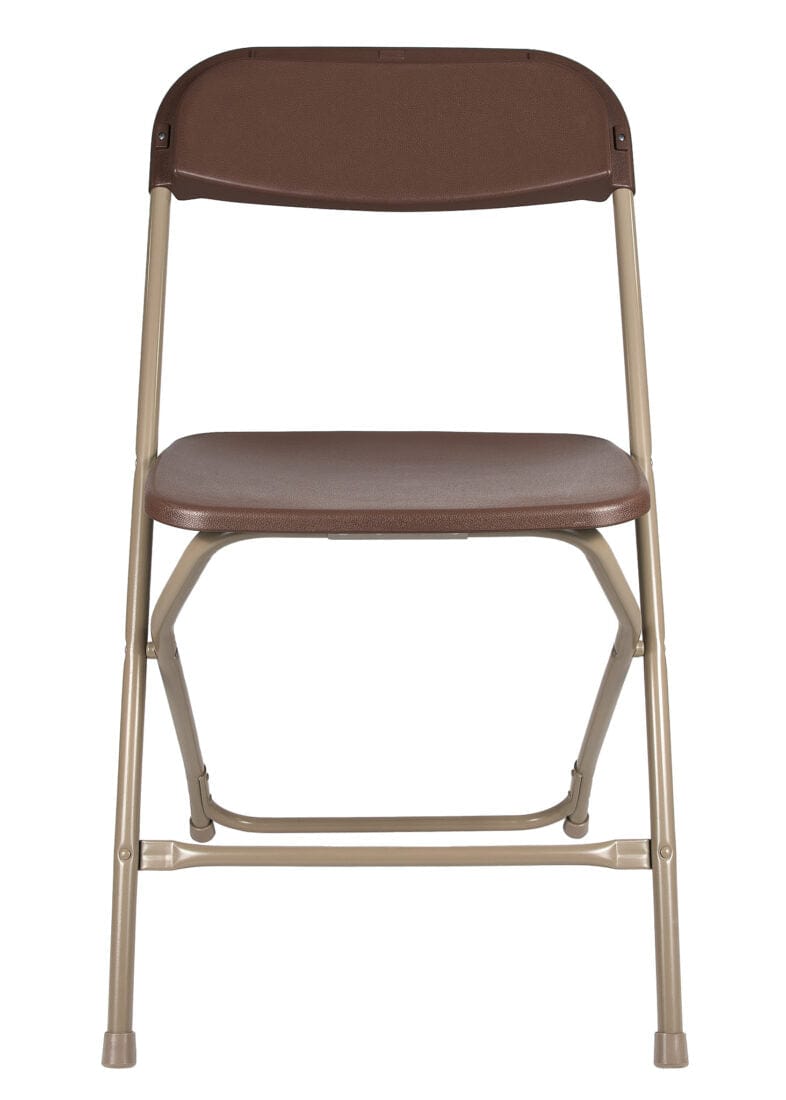 Chivari 100 Pack Brown Plastic Folding Chair and 10 96" (8 Foot) Rectangular Plywood Banquet Table CFPBR-100PLY96-KT