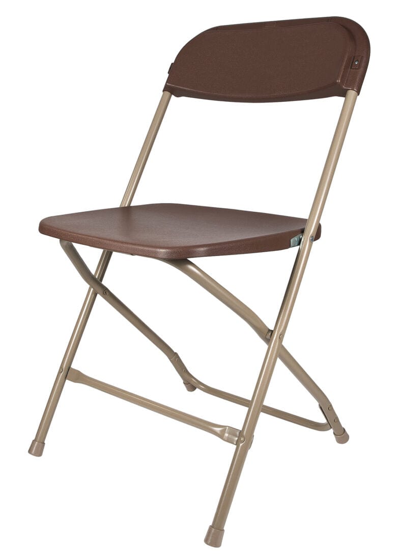 Chivari 100 Pack Brown Plastic Folding Chair and 10 96" (8 Foot) Rectangular Plywood Banquet Table CFPBR-100PLY96-KT