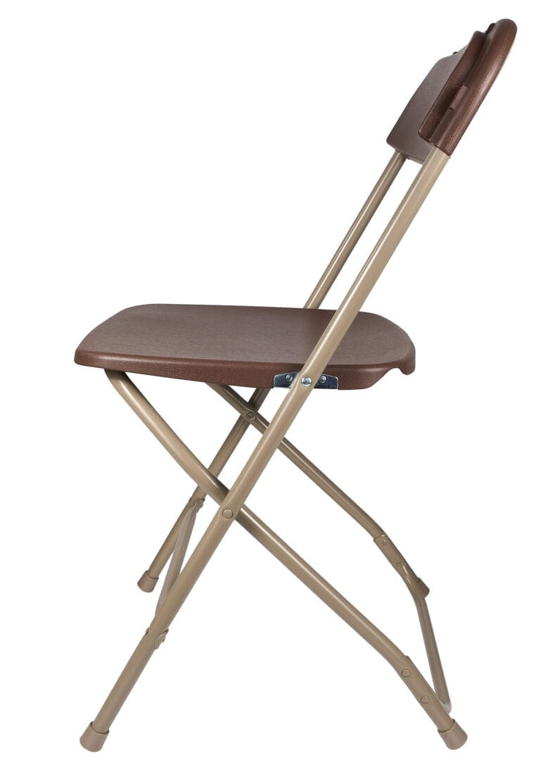 Chivari 100 Pack Brown Plastic Folding Chair and 10 96" (8 Foot) Rectangular Plywood Banquet Table CFPBR-100PLY96-KT