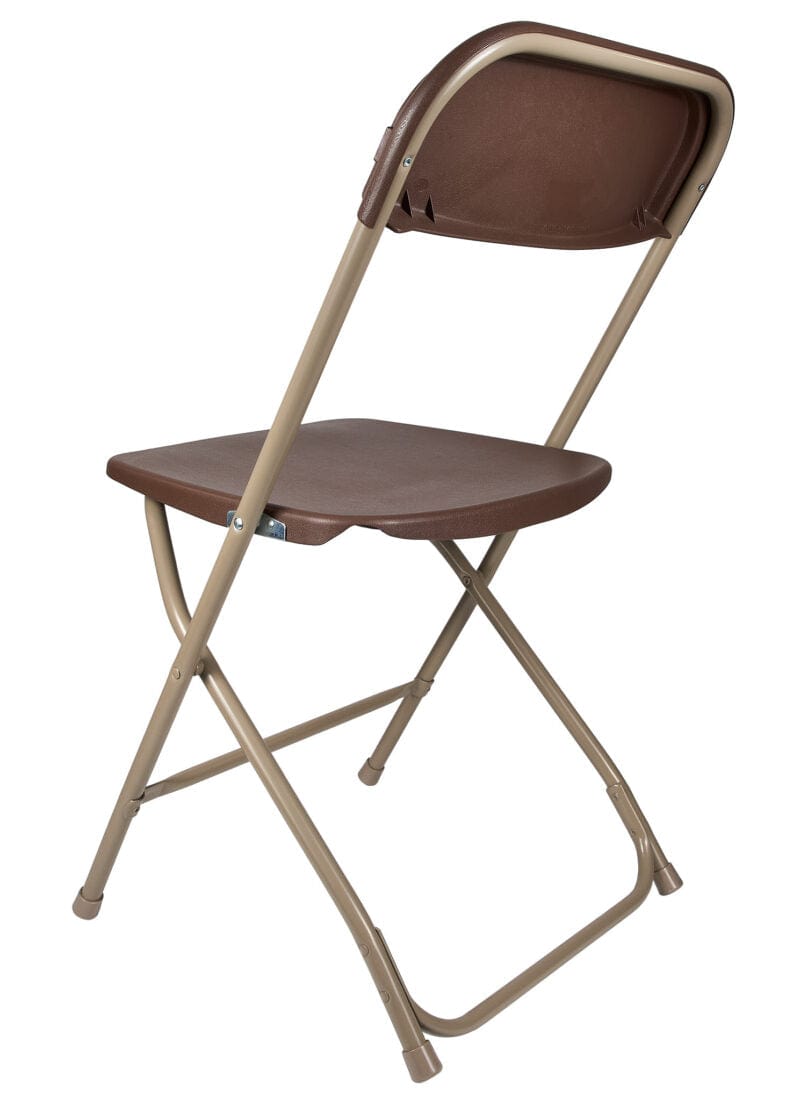 Chivari 100 Pack Brown Plastic Folding Chair and 10 96" (8 Foot) Rectangular Plywood Banquet Table CFPBR-100PLY96-KT