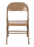 Chivari 100 Brown Metal Folding Chairs + 12 Plastic Round Table Kit CFMBR-100-12RD-KT