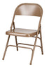 Chivari 100 Brown Metal Folding Chairs + 12 Plastic Round Table Kit CFMBR-100-12RD-KT