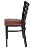 Chivari Ladder Back Restaurant Chair with Black Metal Frame and Brown Vinyl Seat CLMBVBR-ZF-KT