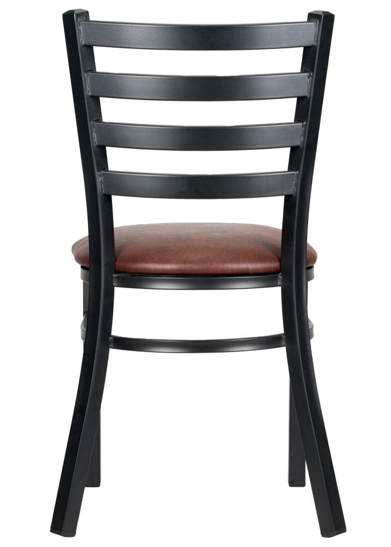 Chivari Ladder Back Restaurant Chair with Black Metal Frame and Brown Vinyl Seat CLMBVBR-ZF-KT