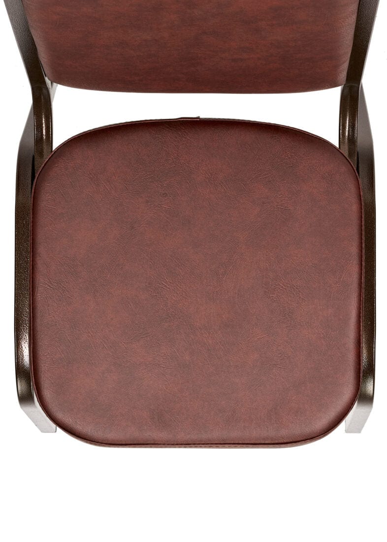 Chivari Brown Vinyl on Copper Vein Steel Frame Square Back Banquet Chair CQSVBR-ZF-T