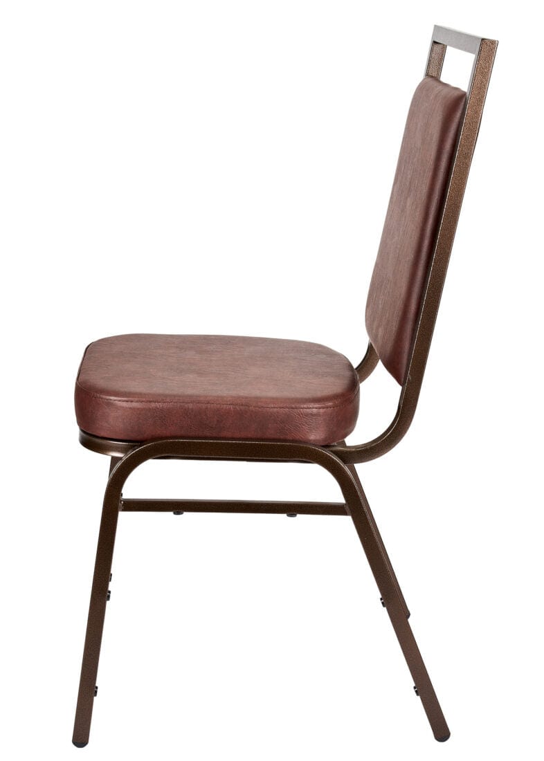 Chivari Brown Vinyl on Copper Vein Steel Frame Square Back Banquet Chair CQSVBR-ZF-T