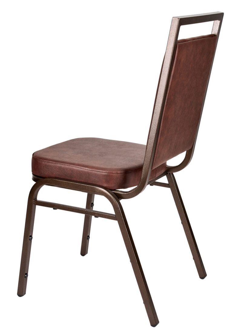 Chivari Brown Vinyl on Copper Vein Steel Frame Square Back Banquet Chair CQSVBR-ZF-T