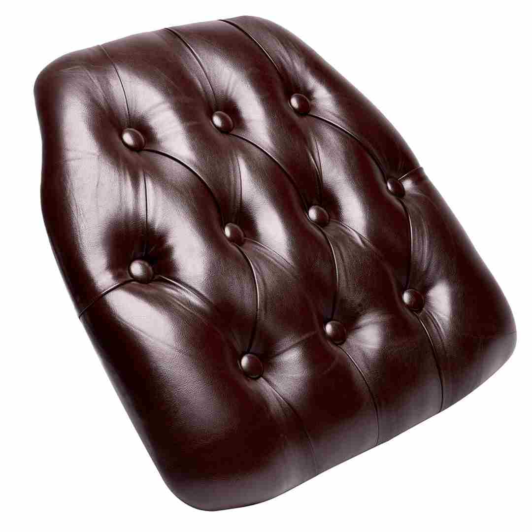 Chivari Brown 1.75" Thick Vinyl Tufted Panel Chiavari Chair Cushion CUSHPANVINTUFTBRN-AX-T