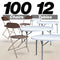 Chivari 100 Pack Brown Plastic Folding Chair and 12 60" (5 Foot) Round Plastic Folding Table CFPBR-100PLS60-KT