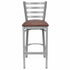 Chivari Ladder Back Bar Stool with Silver Frame and Brown Vinyl Seat BLMSVBR-ZF-KT
