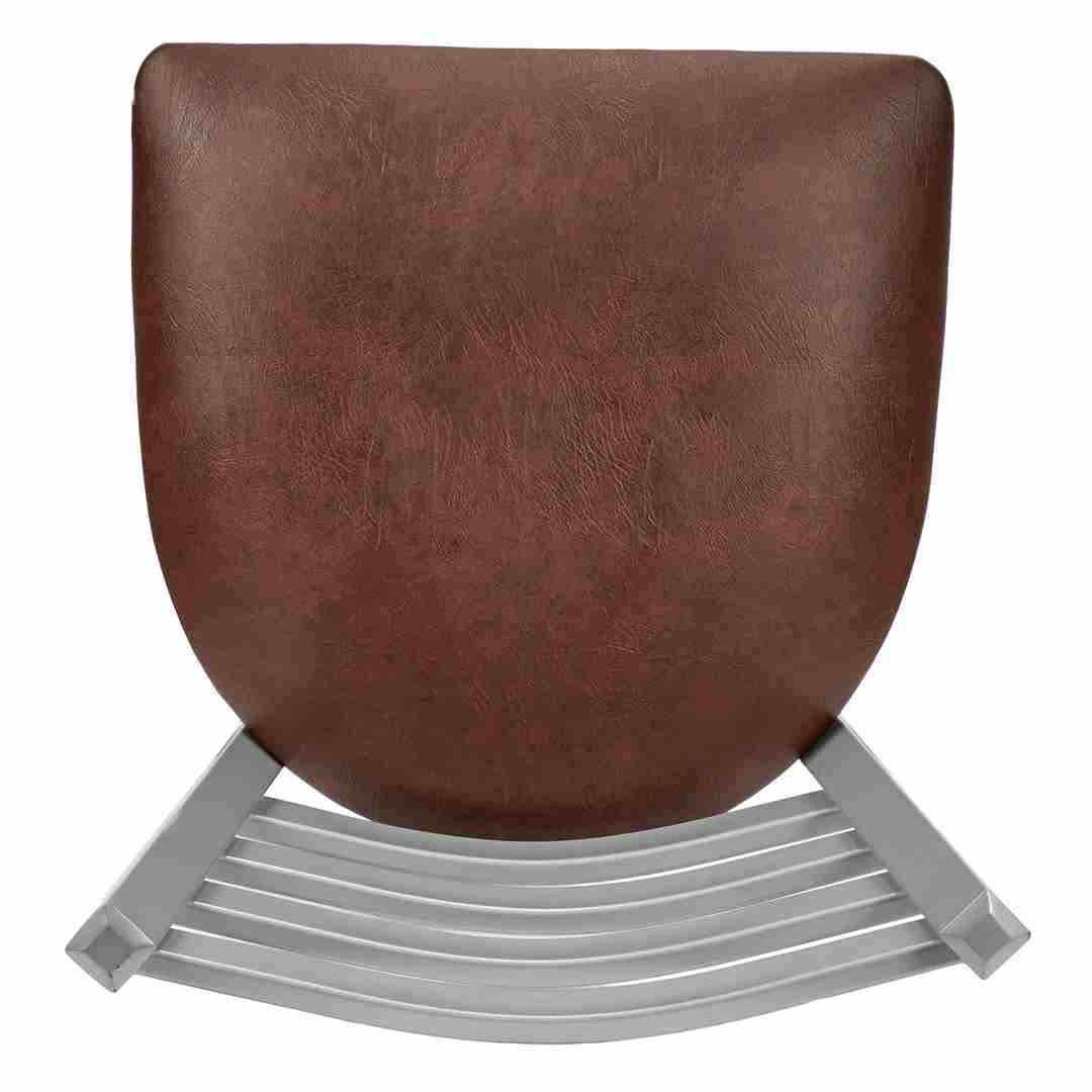 Chivari Ladder Back Bar Stool with Silver Frame and Brown Vinyl Seat BLMSVBR-ZF-KT