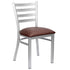 Chivari Ladder Back Restaurant Chair with Silver Frame and Brown Vinyl Seat CLMSVBR-ZF-KT