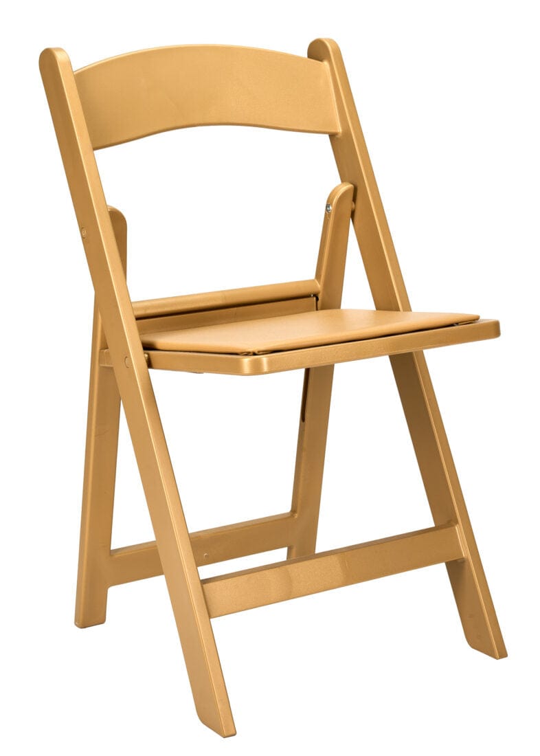 Chivari Bullion Gold with Bullion Gold Vinyl Cushion Resin Folding Chair CFRG-AX-T