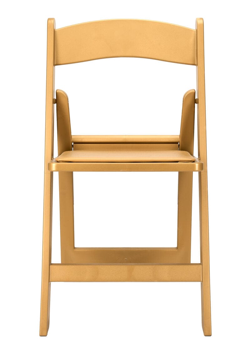 Chivari Bullion Gold with Bullion Gold Vinyl Cushion Resin Folding Chair CFRG-AX-T