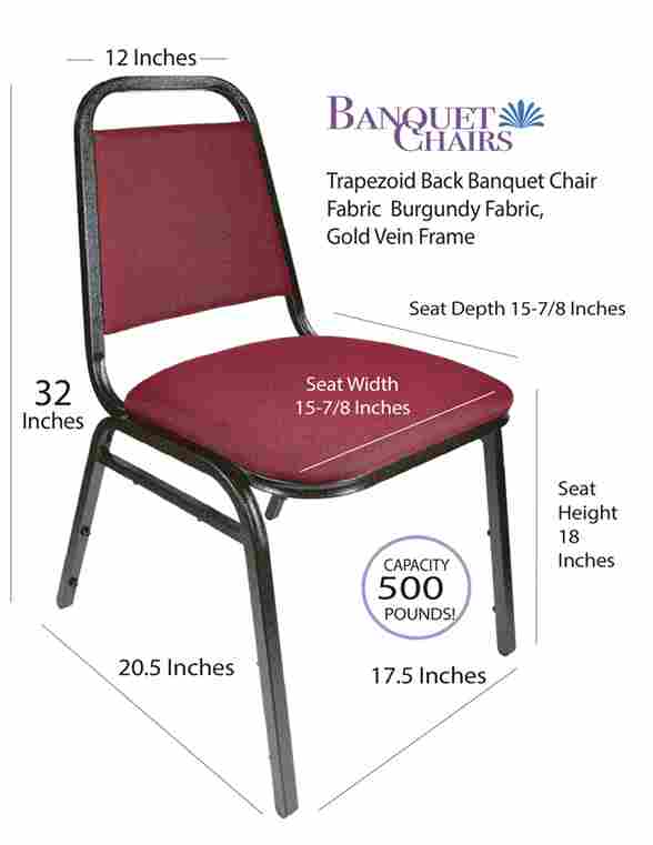 Chivari Burgundy Fabric Gold Vein Steel Frame Trapezoid Back 34" Banquet Chair CQTFBU4-ZF-T
