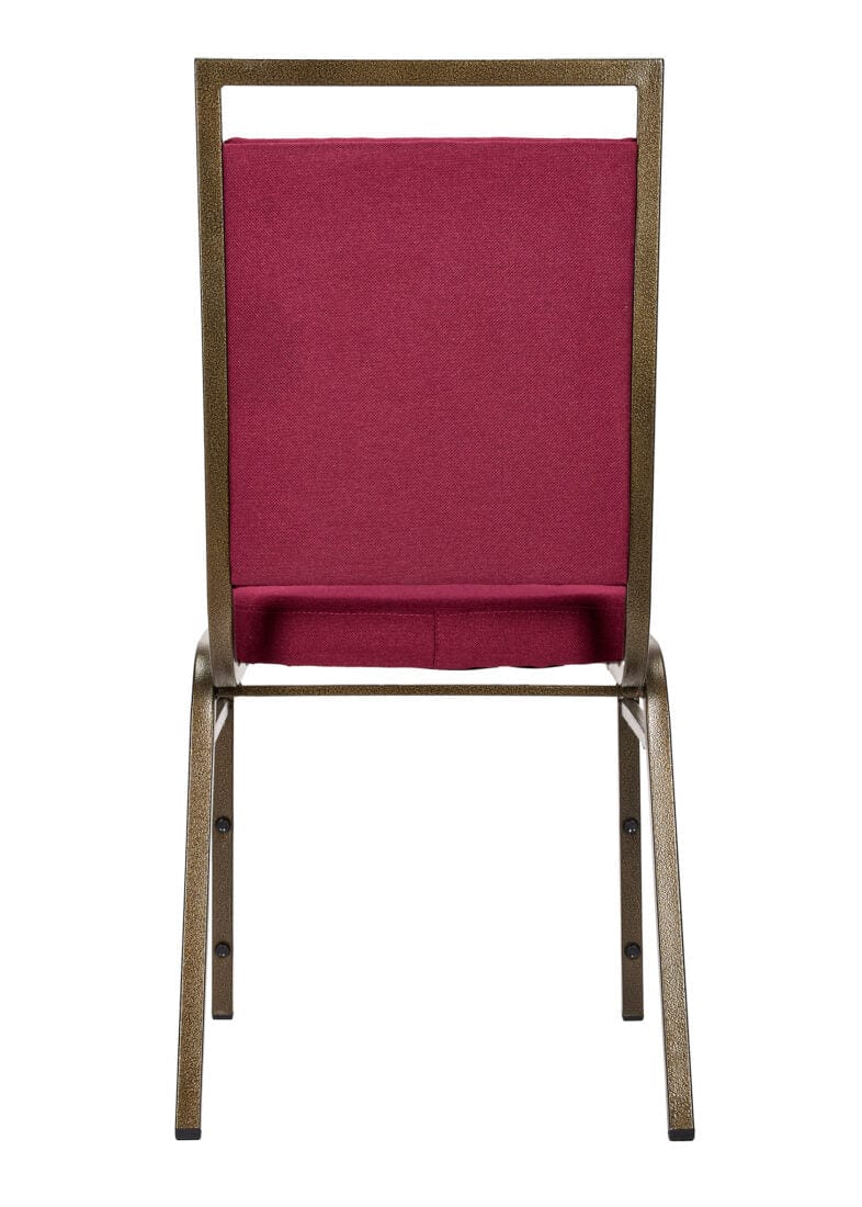 Chivari Burgundy Fabric on Gold Vein Frame Square Back Banquet Chair CQSFBU-ZF-T