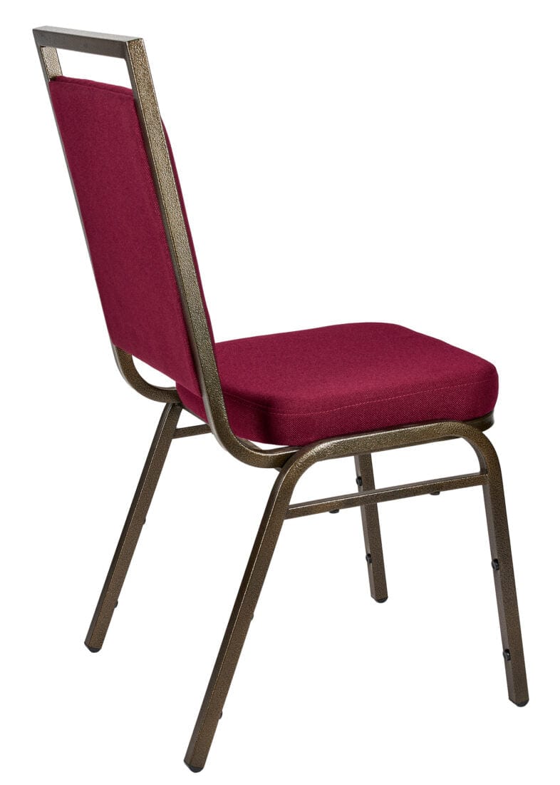 Chivari Burgundy Fabric on Gold Vein Frame Square Back Banquet Chair CQSFBU-ZF-T