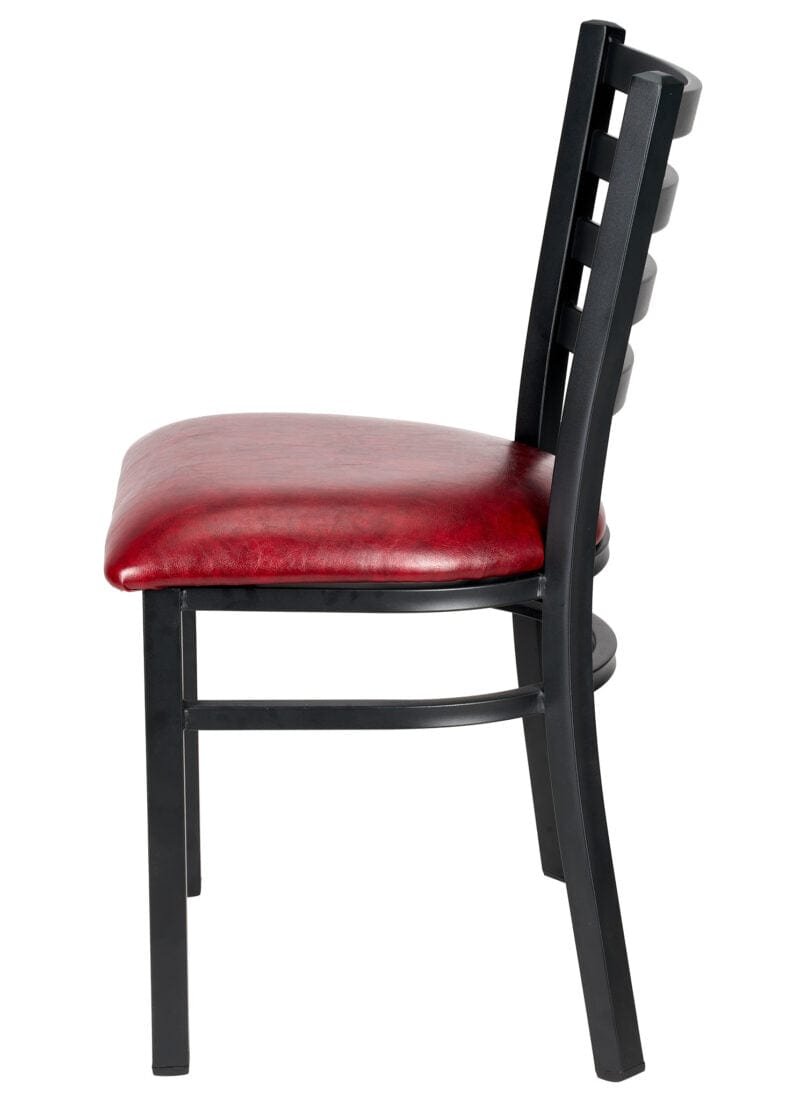 Chivari Ladder Back Restaurant Chair with Black Metal Frame and Burgundy Vinyl Seat CLMBVBU-ZF-KT