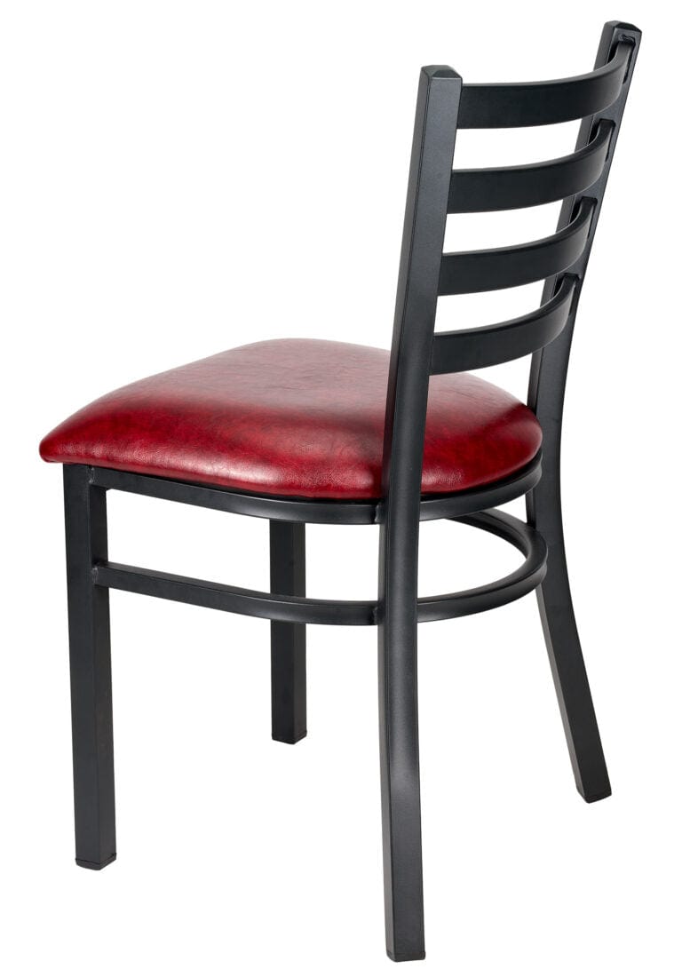 Chivari Ladder Back Restaurant Chair with Black Metal Frame and Burgundy Vinyl Seat CLMBVBU-ZF-KT