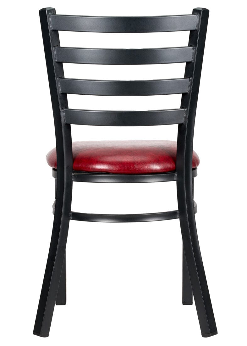 Chivari Ladder Back Restaurant Chair with Black Metal Frame and Burgundy Vinyl Seat CLMBVBU-ZF-KT