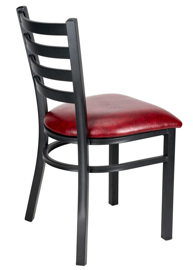 Chivari Ladder Back Restaurant Chair with Black Metal Frame and Burgundy Vinyl Seat CLMBVBU-ZF-KT