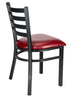 Chivari Ladder Back Restaurant Chair with Black Metal Frame and Burgundy Vinyl Seat CLMBVBU-ZF-KT