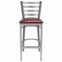 Chivari Ladder Back Bar Stool with Silver Frame and Burgundy Vinyl Seat BLMSVBU-ZF-KT