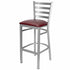 Chivari Ladder Back Bar Stool with Silver Frame and Burgundy Vinyl Seat BLMSVBU-ZF-KT