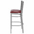 Chivari Ladder Back Bar Stool with Silver Frame and Burgundy Vinyl Seat BLMSVBU-ZF-KT