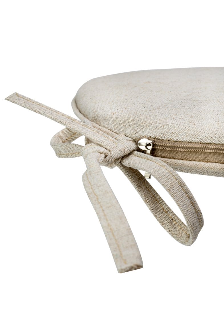 Chivari Natural Burlap 1.5" Thick Cross Back Cushion with Tie Straps CUSHXBACKTIE-BUR-COT-TAN-BH-T