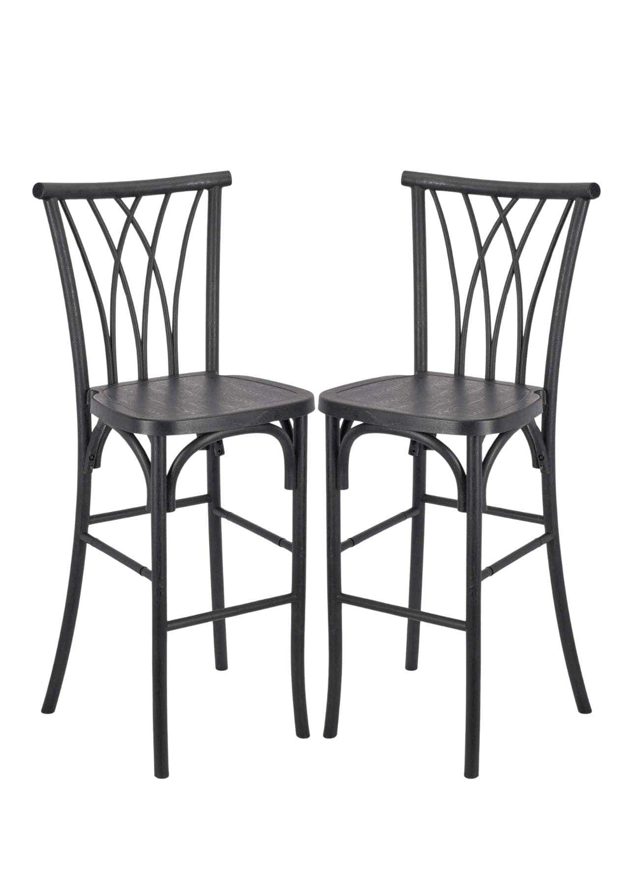 Chivari Black Resin Steel Skeleton™ Willow Barstool - 2 Pack - Some Assembly Required BWRB-KD-ST-AX-2