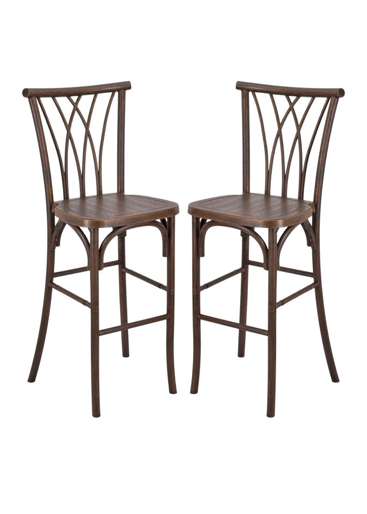 Chivari Fruitwood Resin Steel Skeleton™ Willow Barstool - 2 Pack - Some Assembly Required BWRF-KD-ST-AX-2