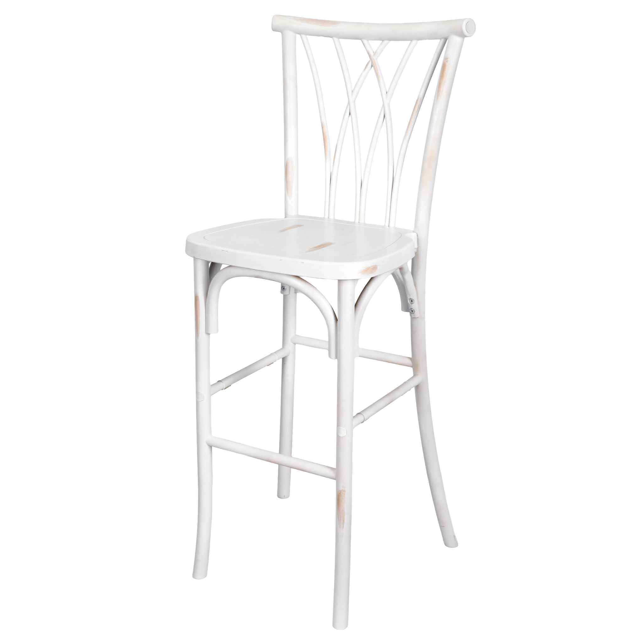 Chivari White Distressed Resin Steel Skeleton™ Willow Barstool - 2 Pack - Some Assembly Required BWRWD-KD-ST-AX-2