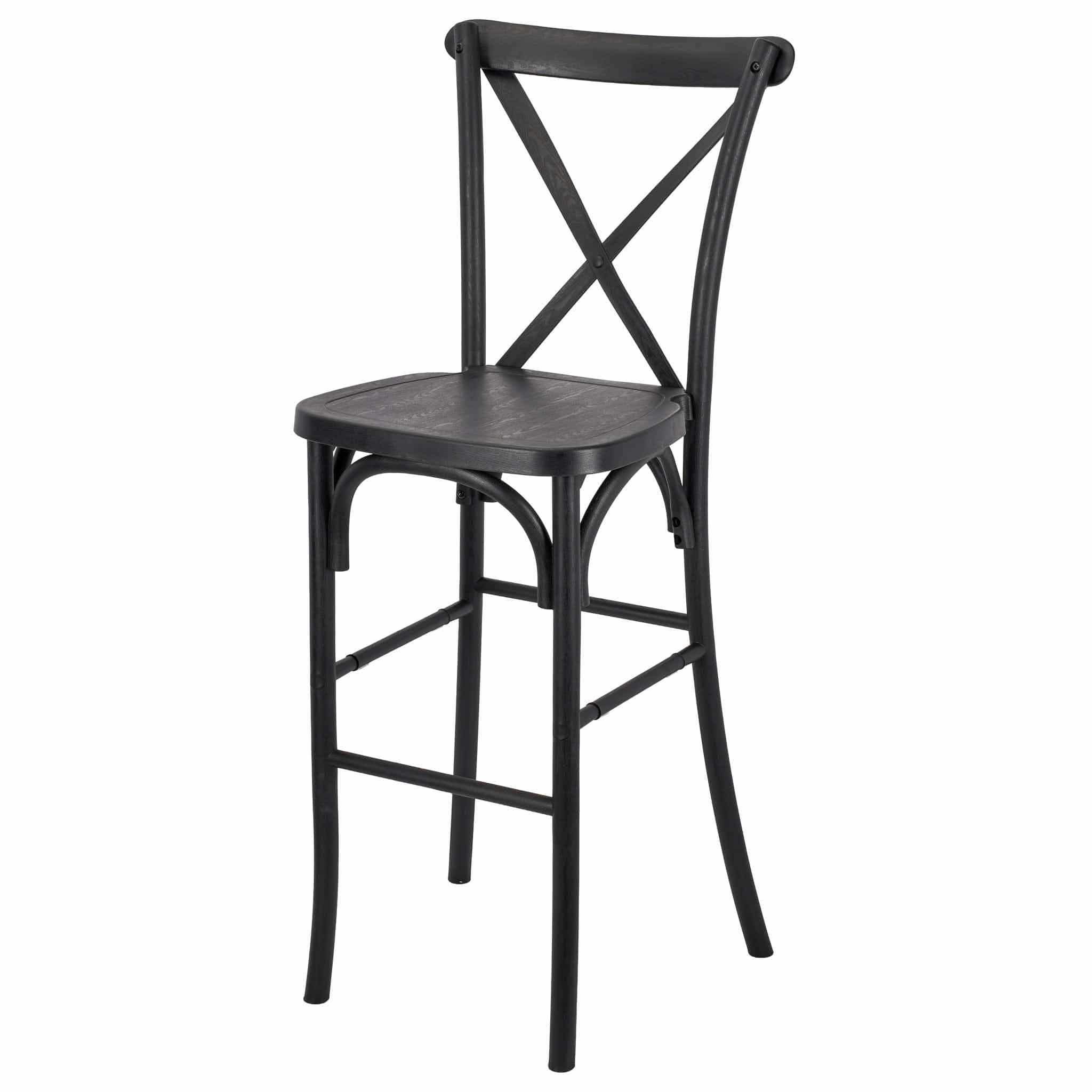 Chivari Black Resin Steel Skeleton™ Cross Back  Barstool - 2 Pack - Some Assembly Required BXRB-KD-ST-AX-2