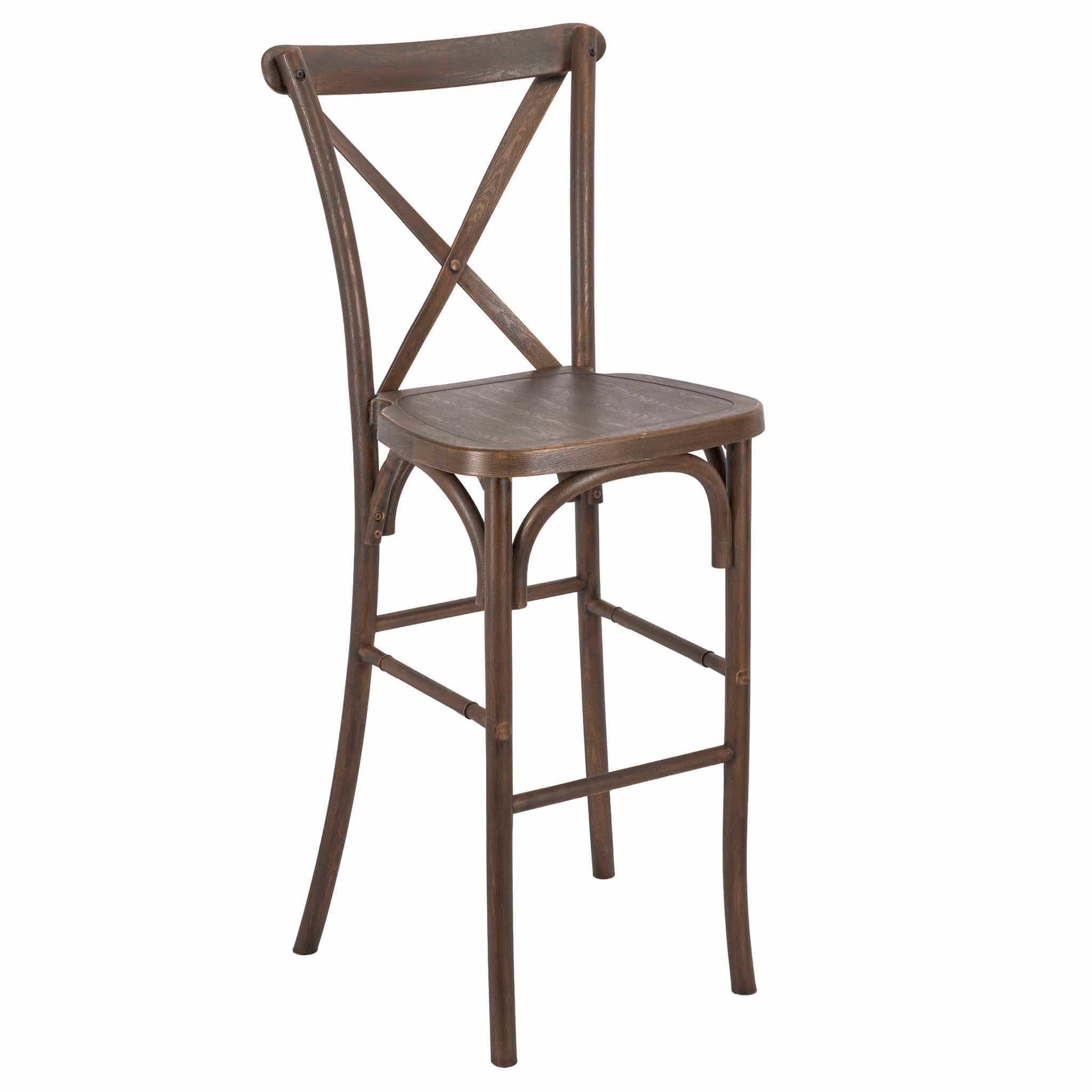 Chivari Fruitwood Resin Steel Skeleton™ Cross Back Barstool - 2 Pack - Some Assembly Required BXRF-KD-ST-AX-2