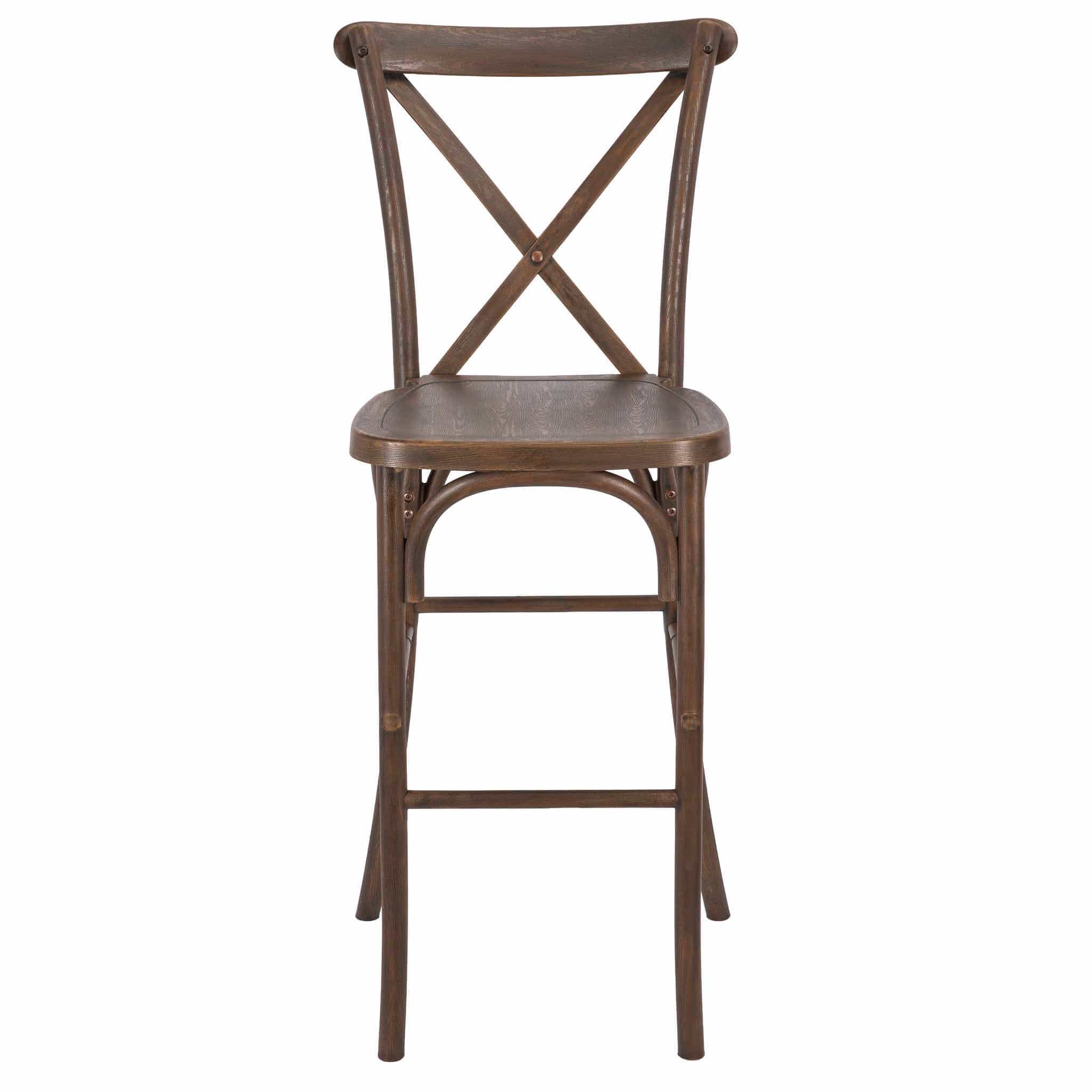 Chivari Fruitwood Resin Steel Skeleton™ Cross Back Barstool - 2 Pack - Some Assembly Required BXRF-KD-ST-AX-2
