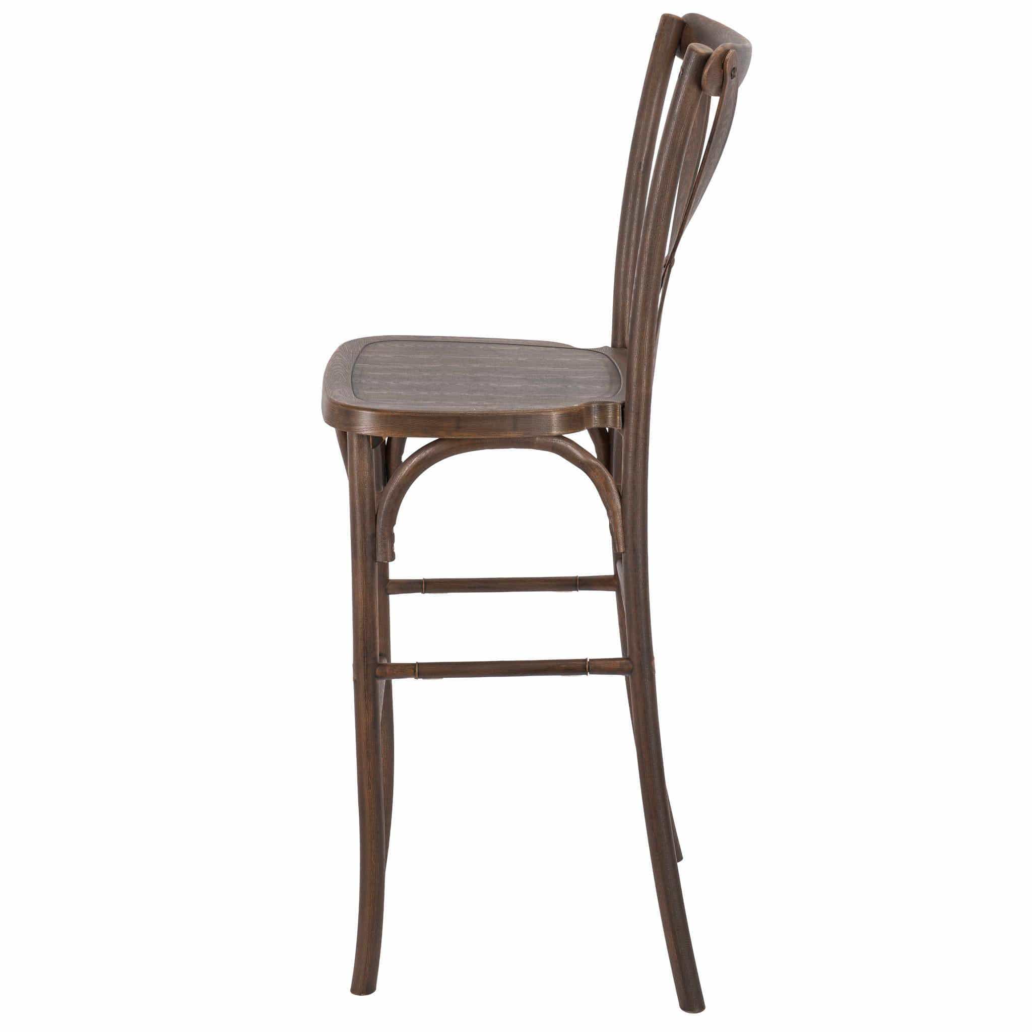 Chivari Fruitwood Resin Steel Skeleton™ Cross Back Barstool - 2 Pack - Some Assembly Required BXRF-KD-ST-AX-2