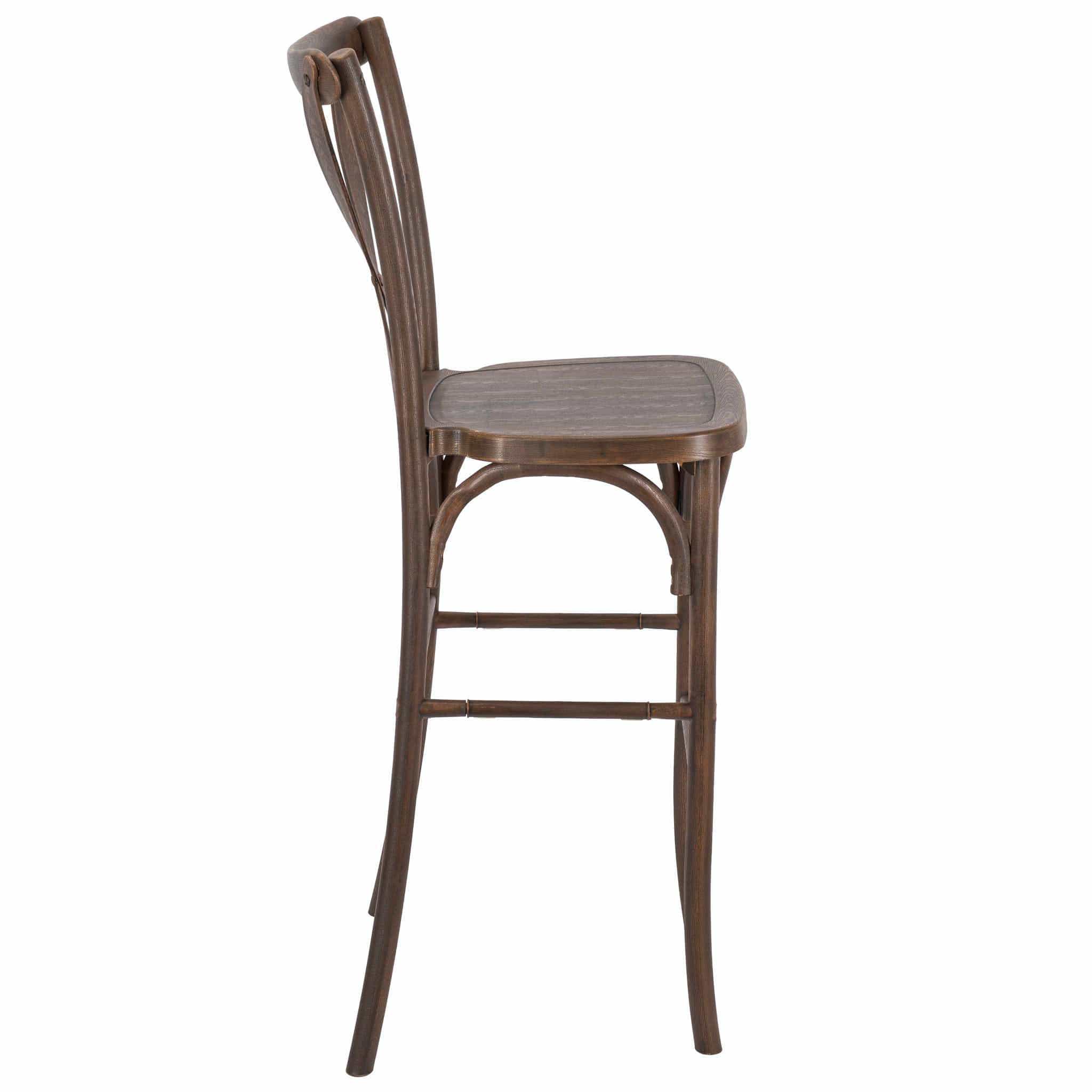 Chivari Fruitwood Resin Steel Skeleton™ Cross Back Barstool - 2 Pack - Some Assembly Required BXRF-KD-ST-AX-2