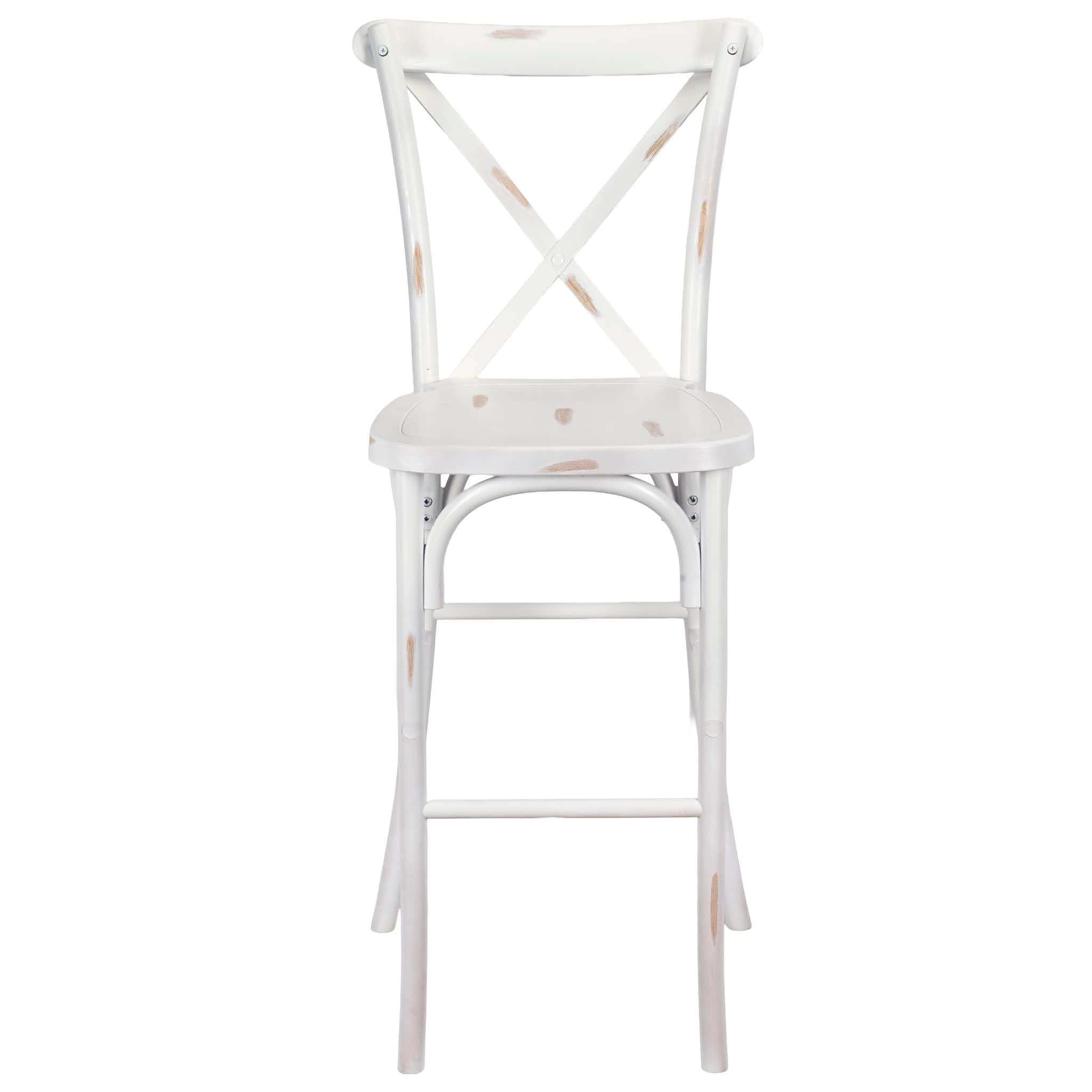 Chivari White Distressed Resin Steel Skeleton™ Cross Back Barstool - 2 Pack - Some Assembly Required BXRWD-KD-ST-AX-2