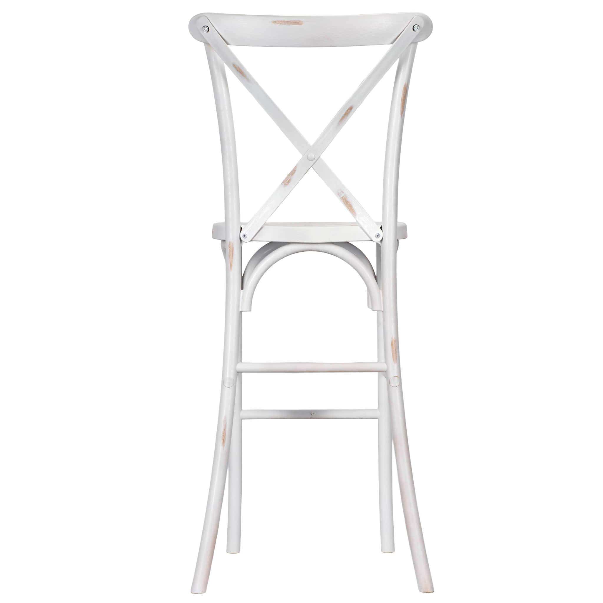 Chivari White Distressed Resin Steel Skeleton™ Cross Back Barstool - 2 Pack - Some Assembly Required BXRWD-KD-ST-AX-2