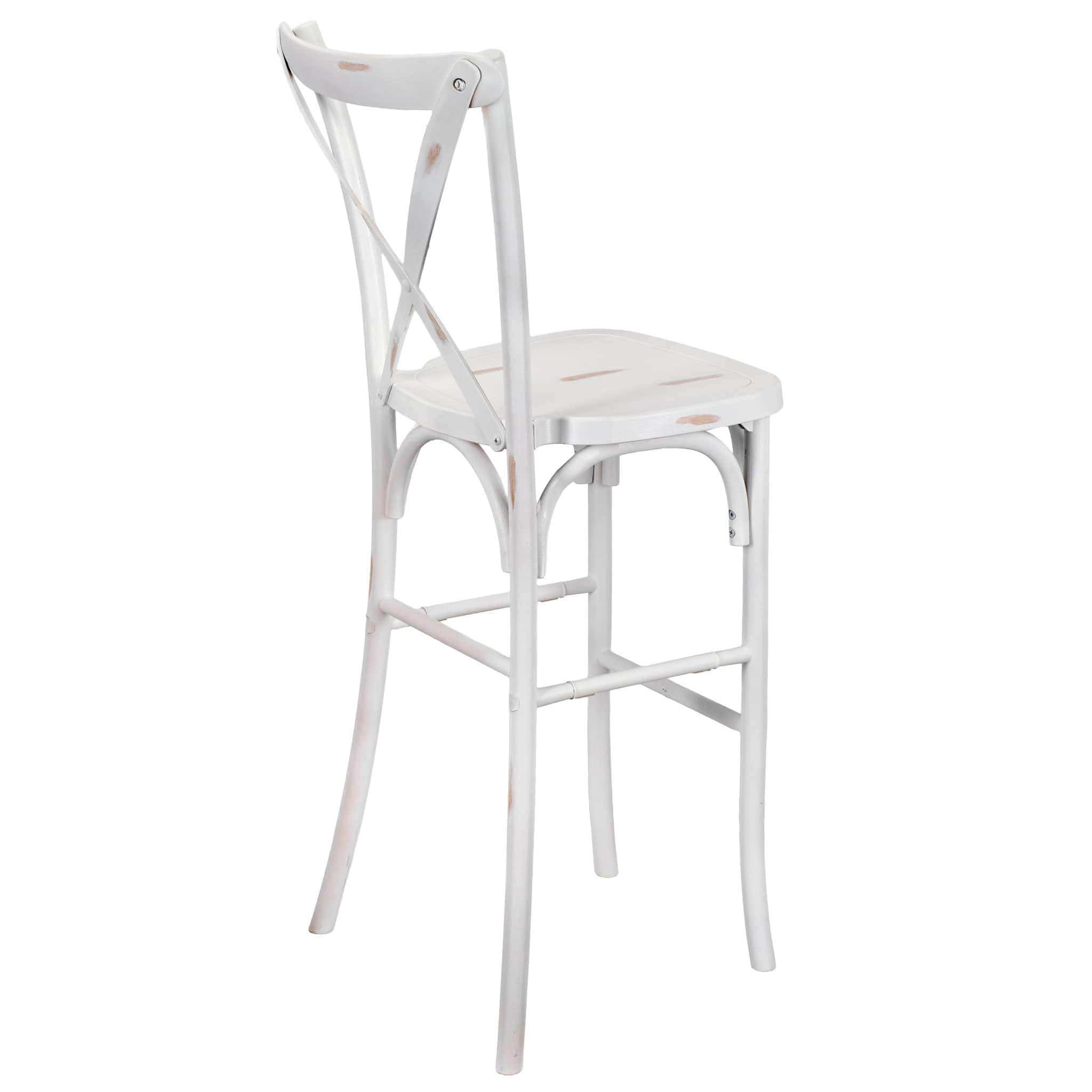 Chivari White Distressed Resin Steel Skeleton™ Cross Back Barstool - 2 Pack - Some Assembly Required BXRWD-KD-ST-AX-2
