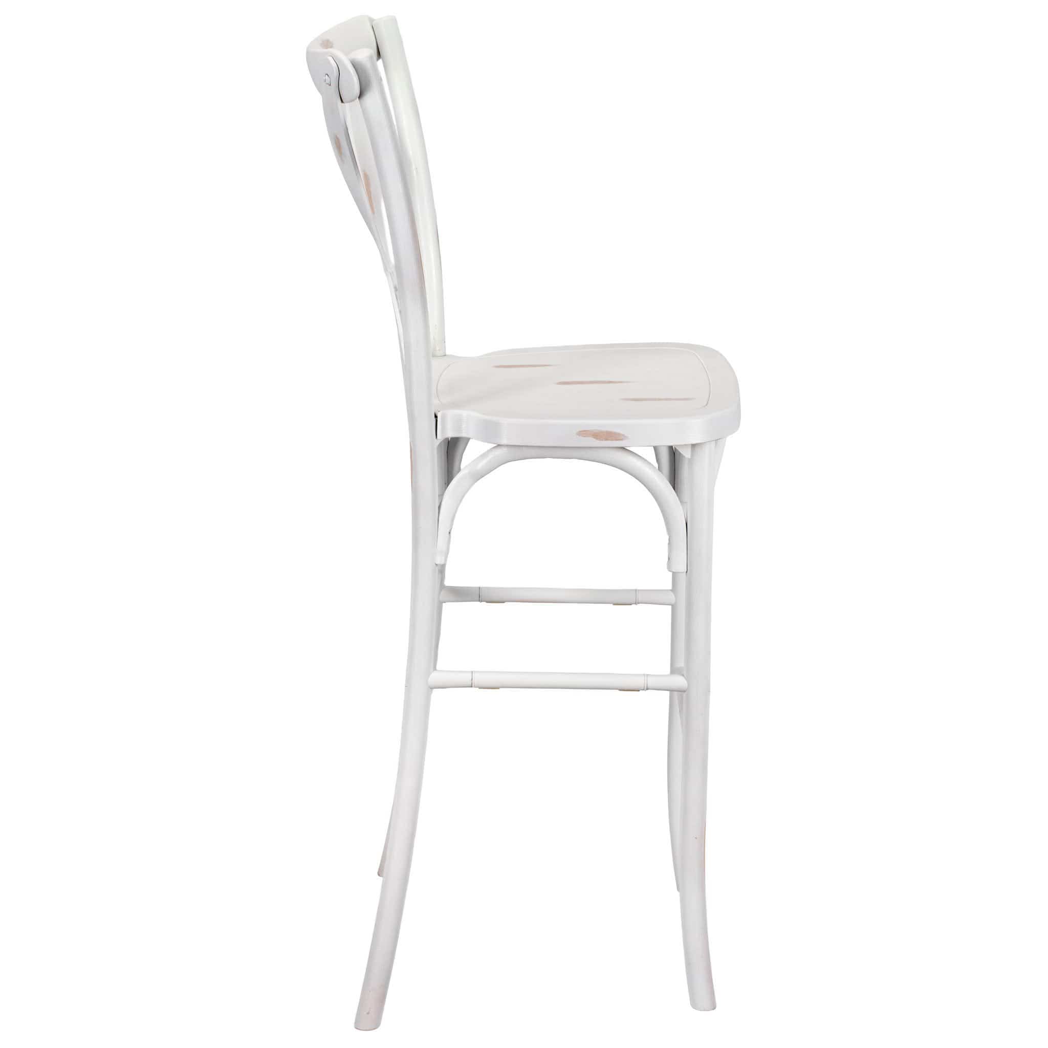Chivari White Distressed Resin Steel Skeleton™ Cross Back Barstool - 2 Pack - Some Assembly Required BXRWD-KD-ST-AX-2