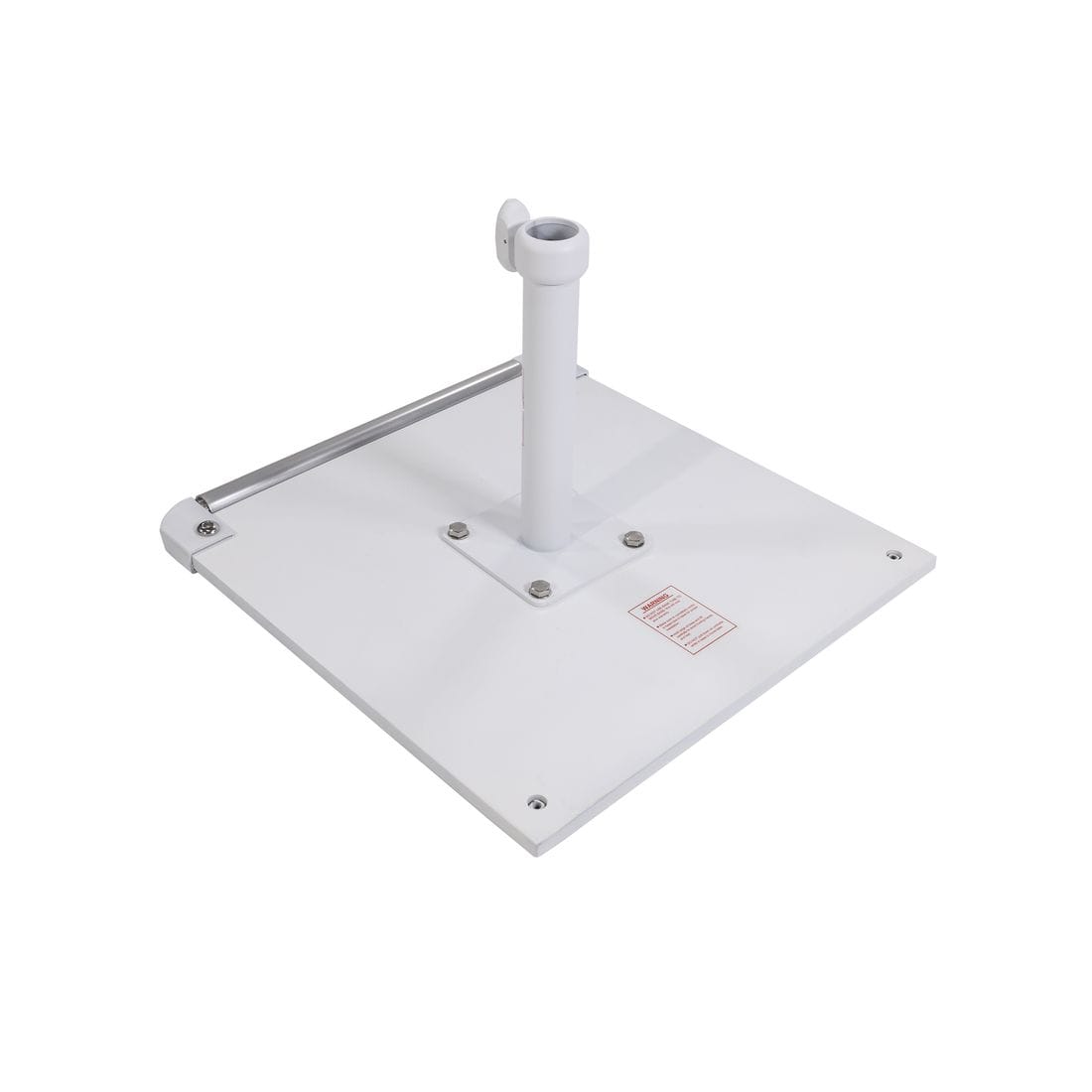 California Umbrellas White 70 lbs Galvanized Steel Base Plate with Roller Wheel Bar for Easy Mobility CAL-CRL070-WHITE
