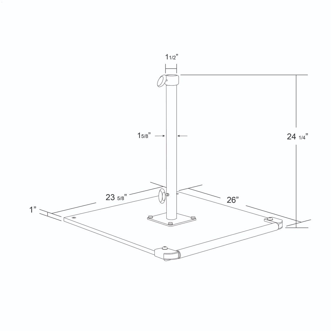 California Umbrellas Black 100 lb Galvanized Steel Umbrella Base Plate with Casters, Fits 1.5" Pole CAL-CRL100-BLACK